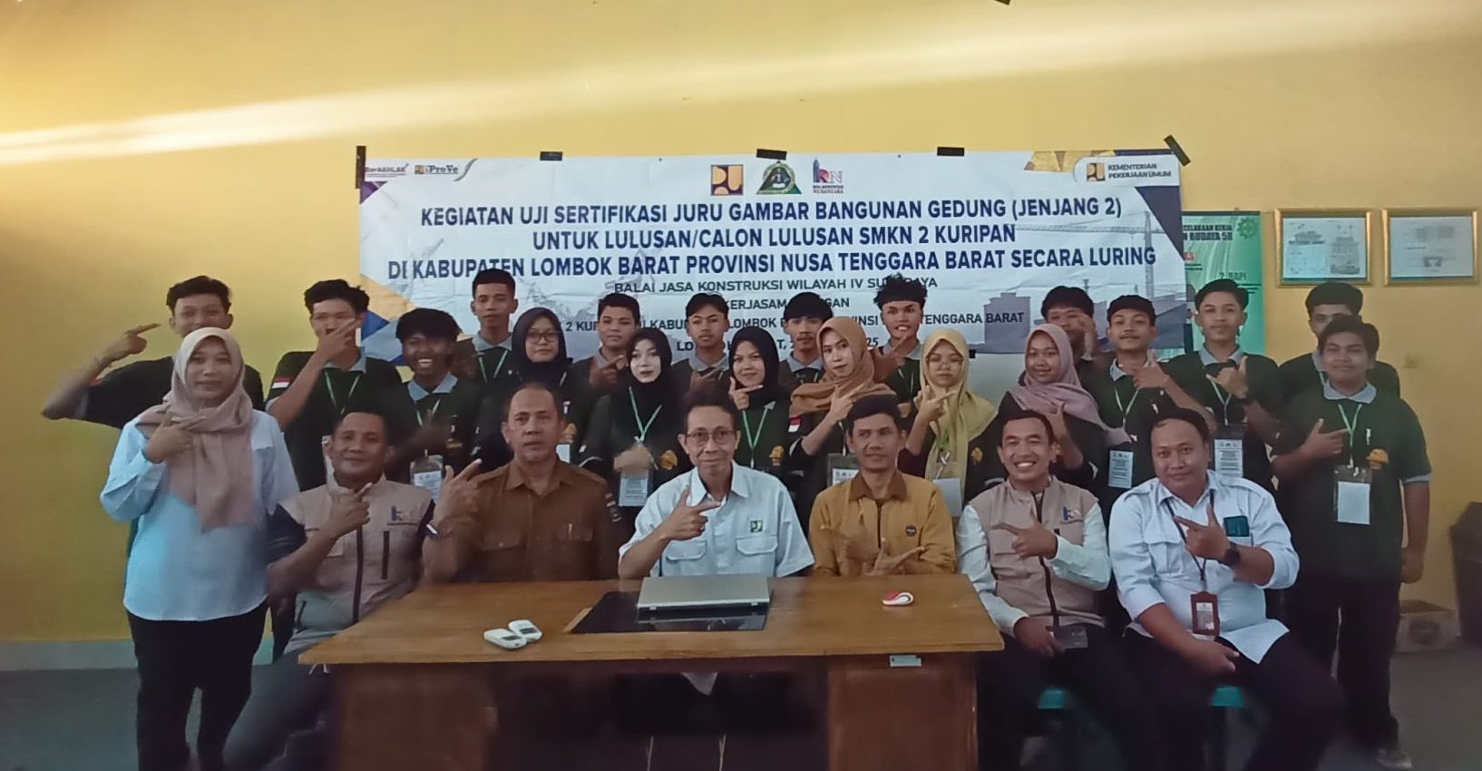 Balai Jasa Konstruksi Wilayah IV Surabaya Gelar Uji Sertifikasi Juru Gambar Bangunan Gedung Bekerjasama dengan SMKN 2 Kuripan